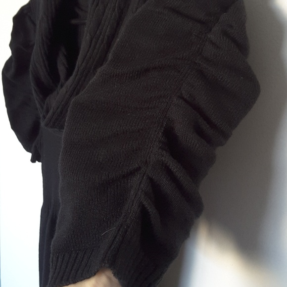 Black Sweater Dress w/ Ruched Sleeves - Picture 8 of 9
